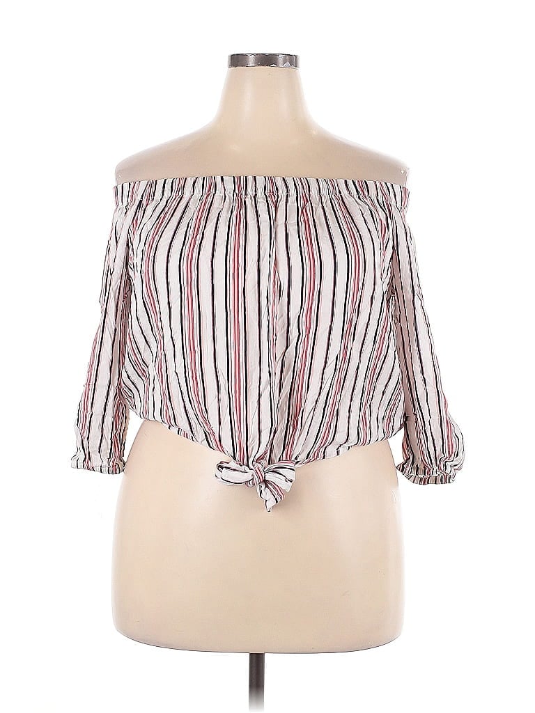 Ambiance White 3/4 Sleeve Blouse Size 2X - photo 1