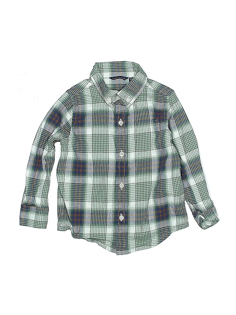 Pre-owned Janie And Jack Kids' Long Sleeve Button Down Shirt In Green