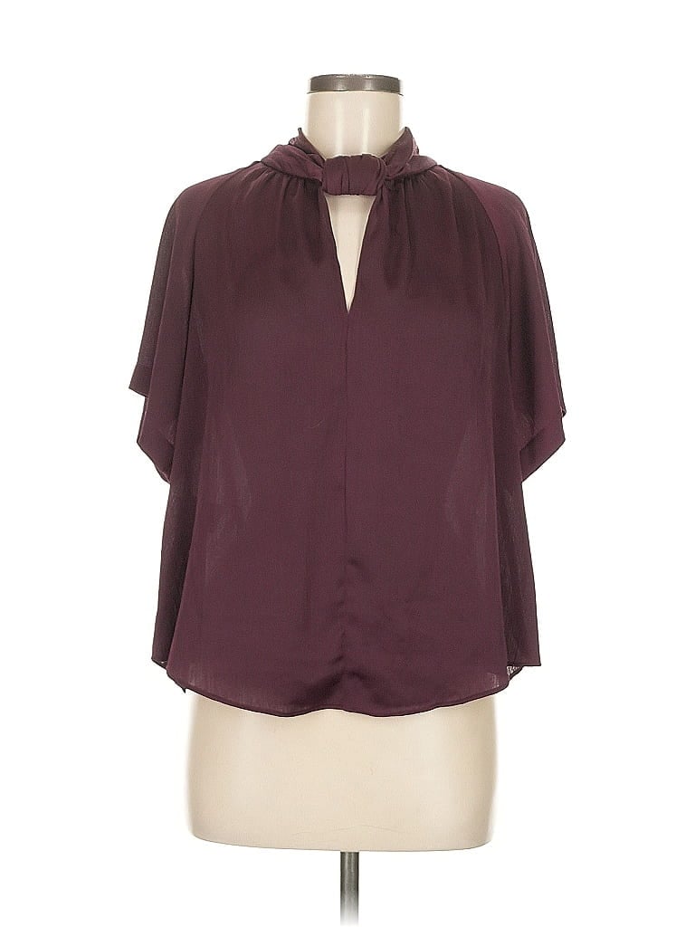 Pre-owned Rachel Rachel Roy Short Sleeve Blouse In Burgundy