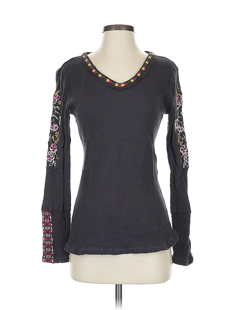 Sundance 100 Cotton Gray Long Sleeve Top Size S 76 off ThredUp