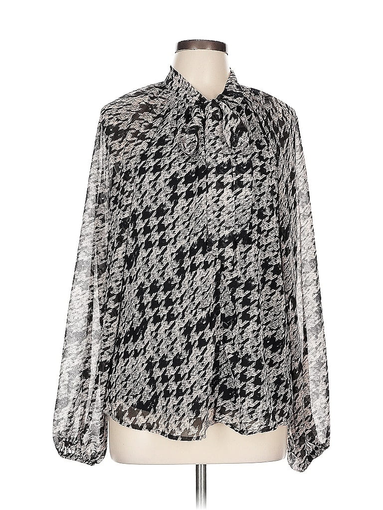 Pre-owned Assorted Brands Long Sleeve Blouse In Silver