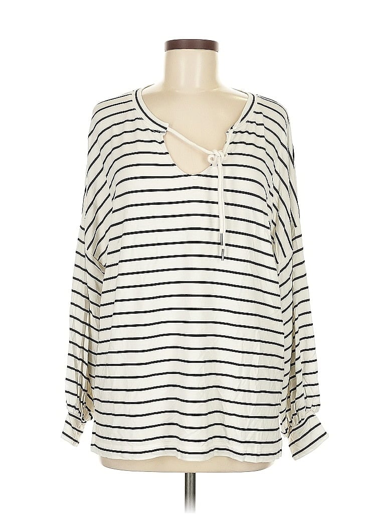 Pre-owned Cabi Long Sleeve Blouse In White