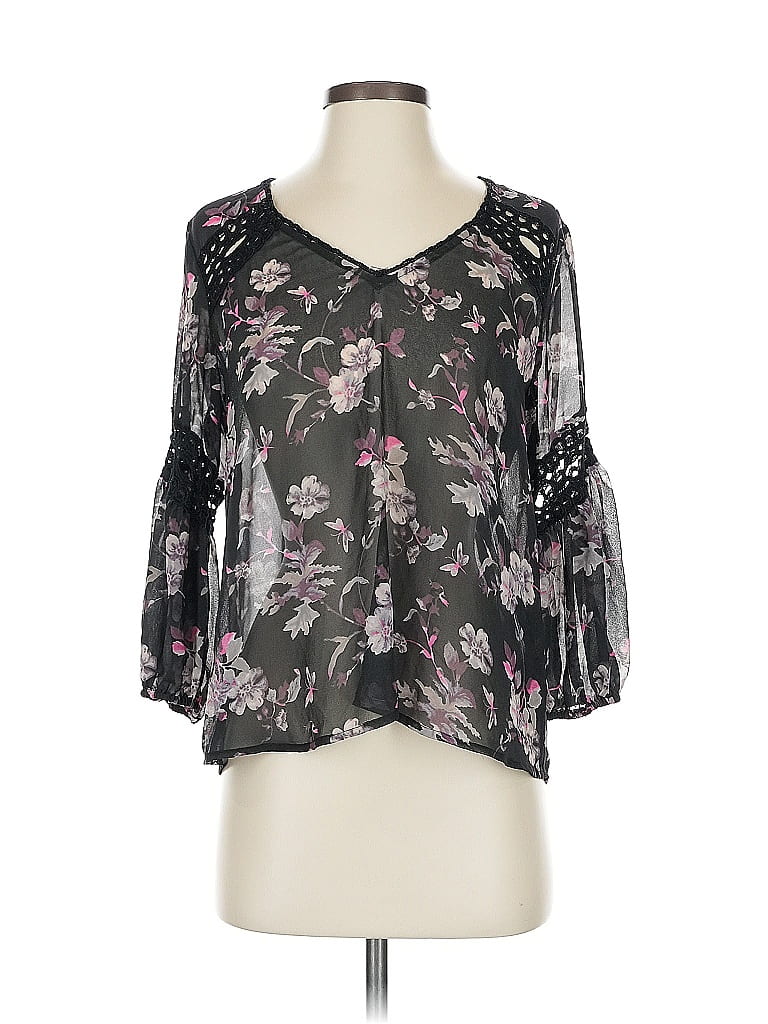 Pre-owned Victoria's Secret Pink 3/4 Sleeve Blouse In Black