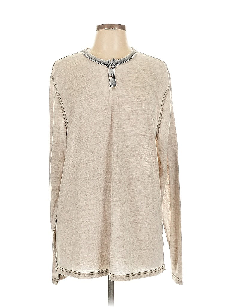 Pre-owned True Grit Long Sleeve Top Silver Crew Neck Tops
