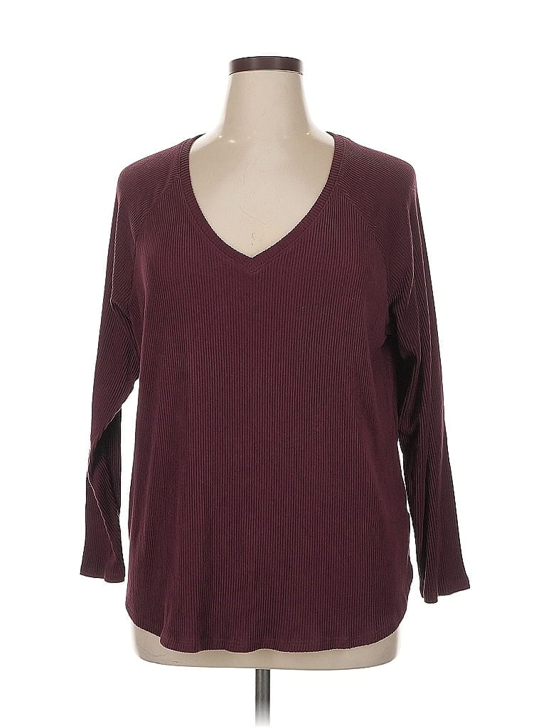 Pre-owned Sonoma Goods For Life 3/4 Sleeve T-shirt In Burgundy