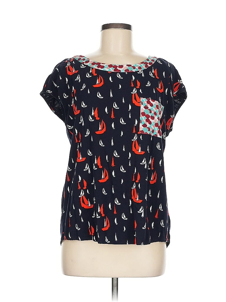 Pre-owned Porridge Short Sleeve Blouse In Blue