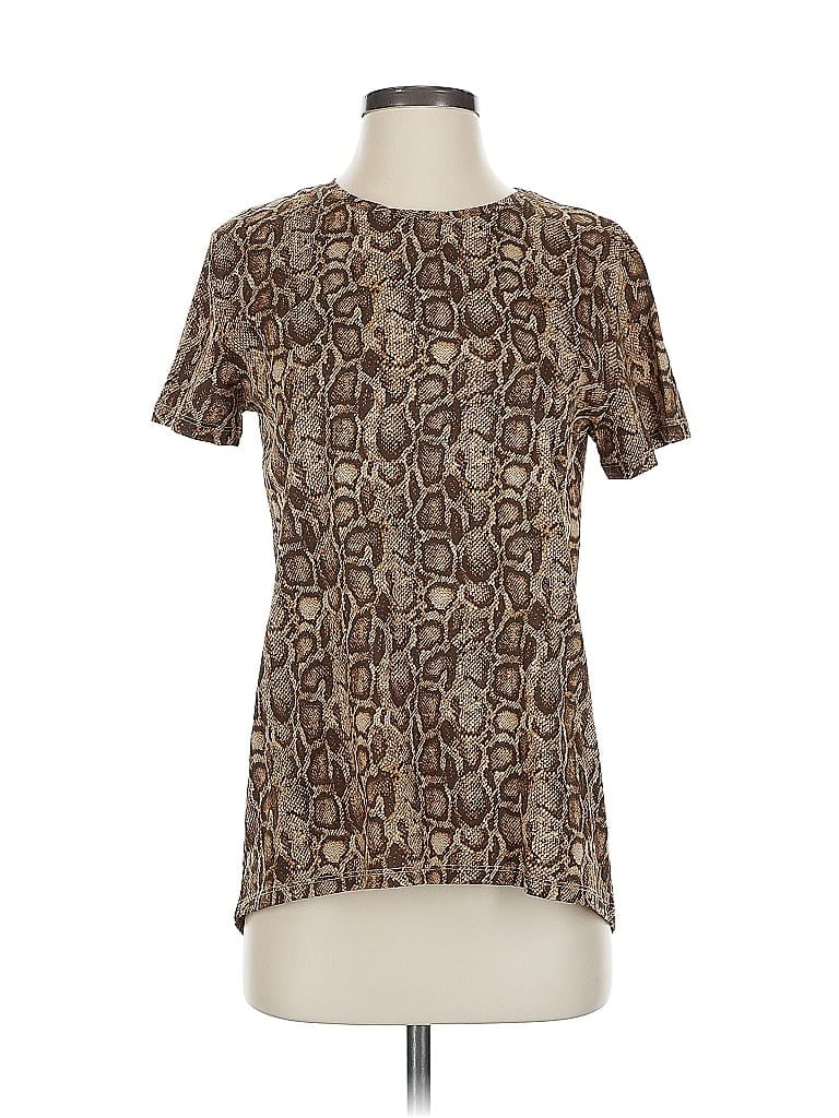 Pre-owned Zara Basic Short Sleeve T-shirt In Brown