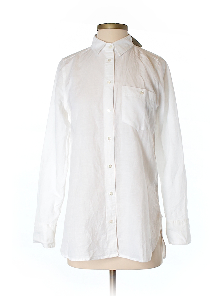 J.Crew Solid White 3/4 Sleeve Button-Down Shirt Size 2 - 79% off | thredUP