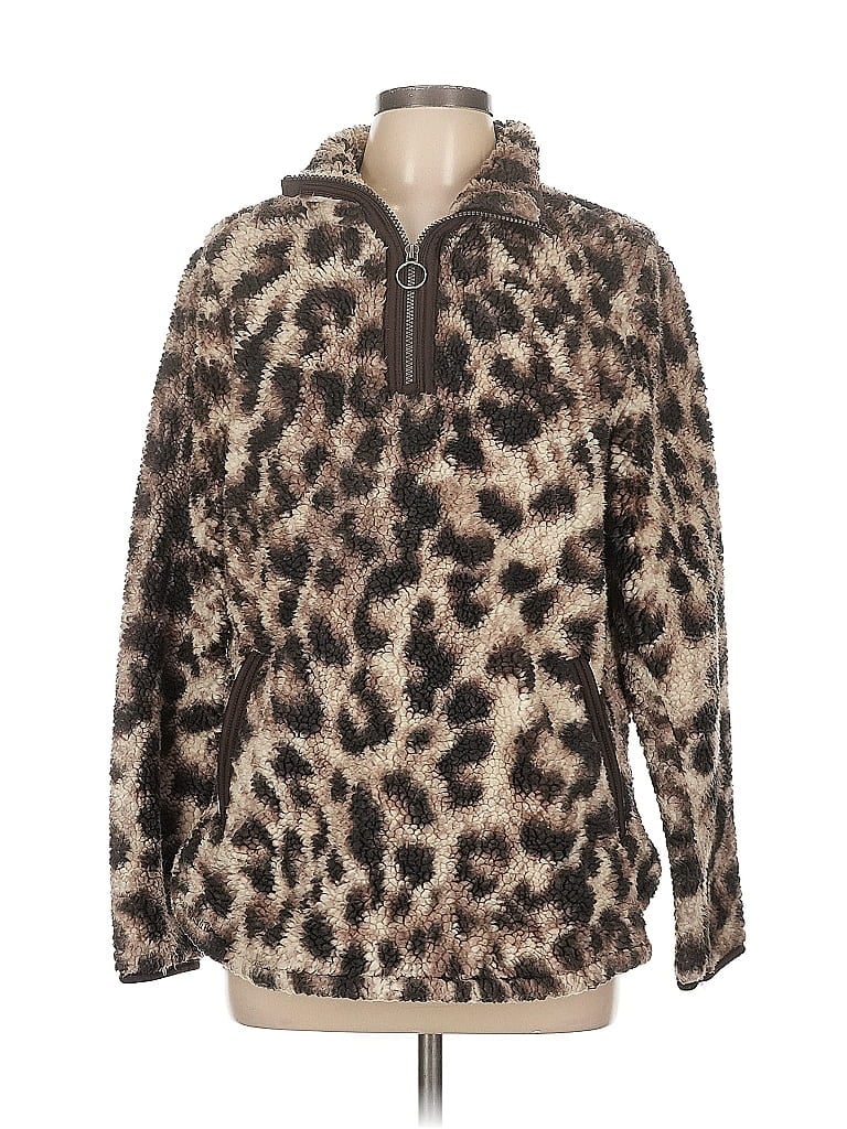 Cozy Sherpa 100% Polyester Animal Print Brown Fleece Size L - photo 1