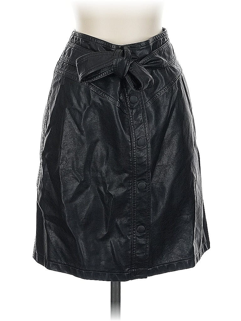 Pre-owned Olivaceous Faux Leather Skirt In Black