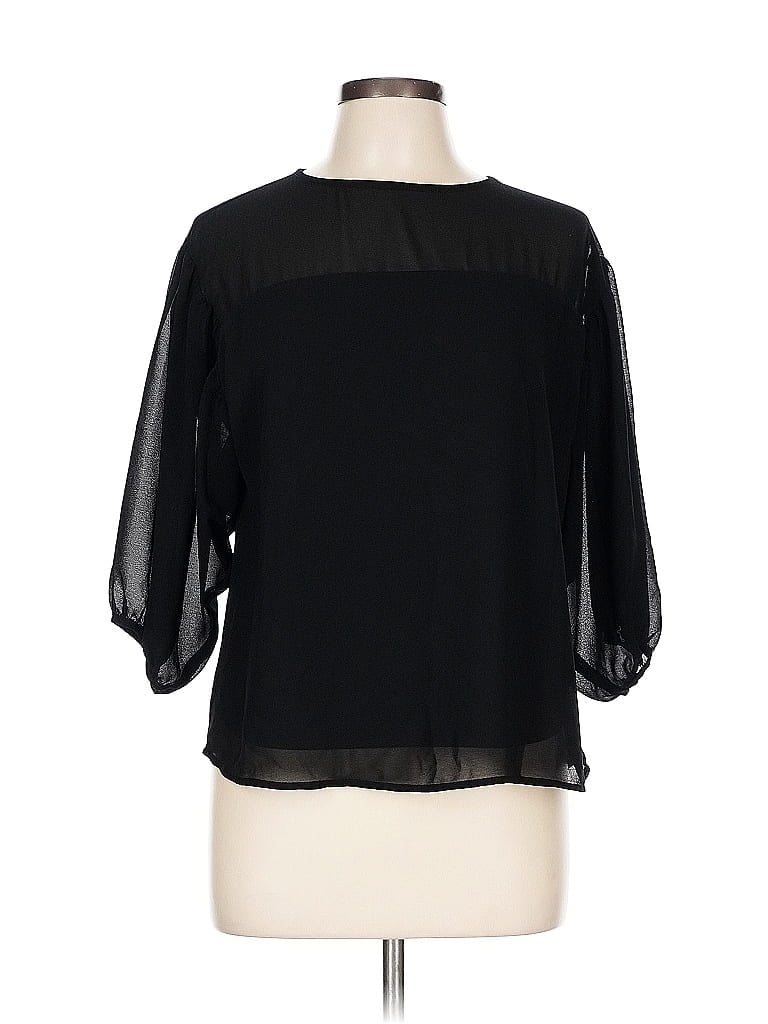 Pre-owned Monteau 3/4 Sleeve Blouse In Black