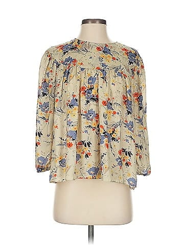 The Great. 3/4 Sleeve Silk Top (view 1)