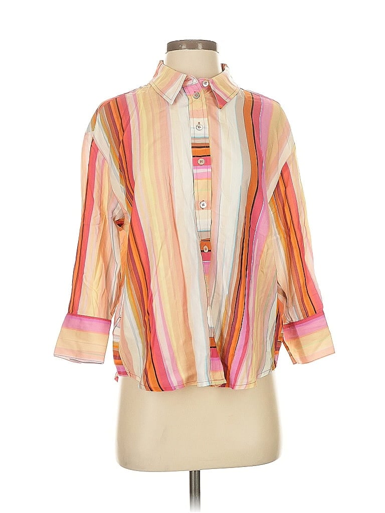 Click to view more detailed imagery on our partner's website Pre-owned Liverpool Los Angeles 3/4 Sleeve Button Down Shirt In Orange