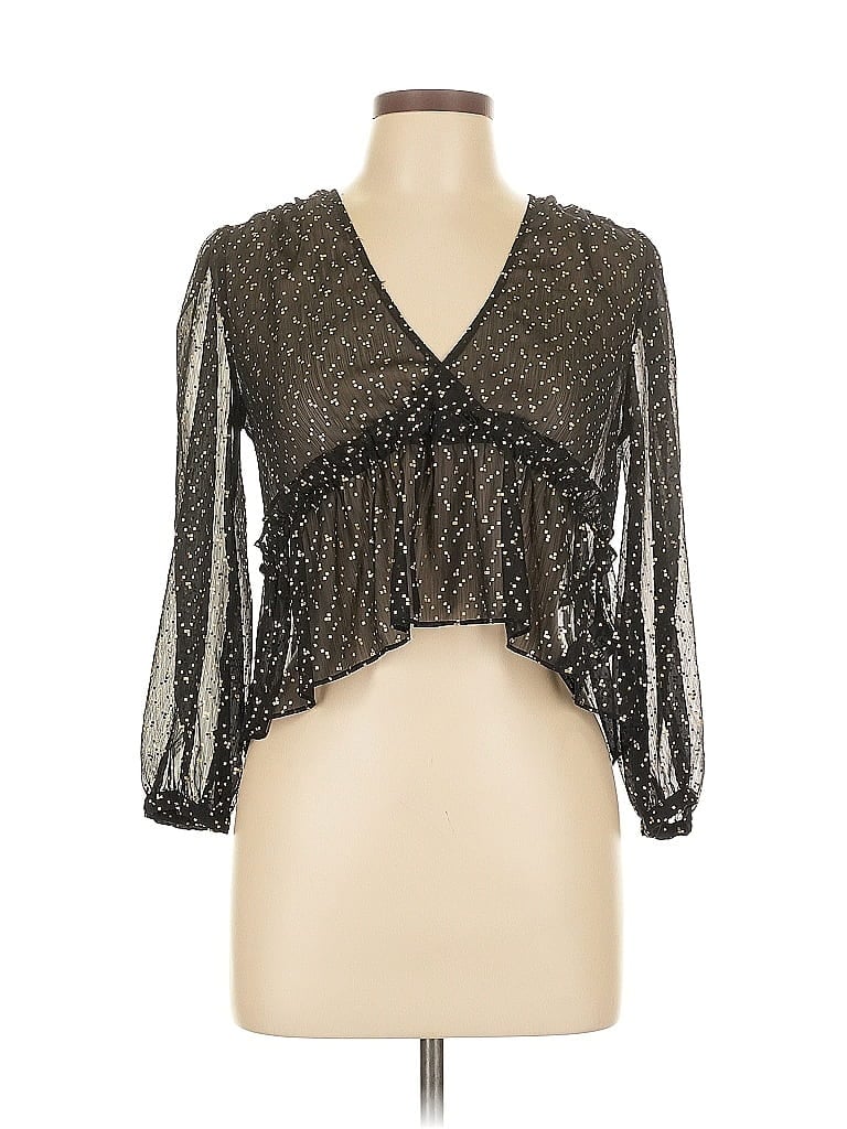 Pre-owned Sunday Best 3/4 Sleeve Blouse In Black