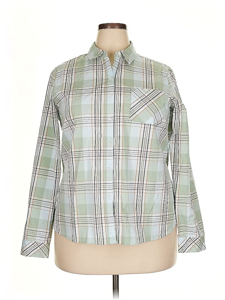 Pre-owned Croft & Barrow Long Sleeve Button Down Shirt In Green