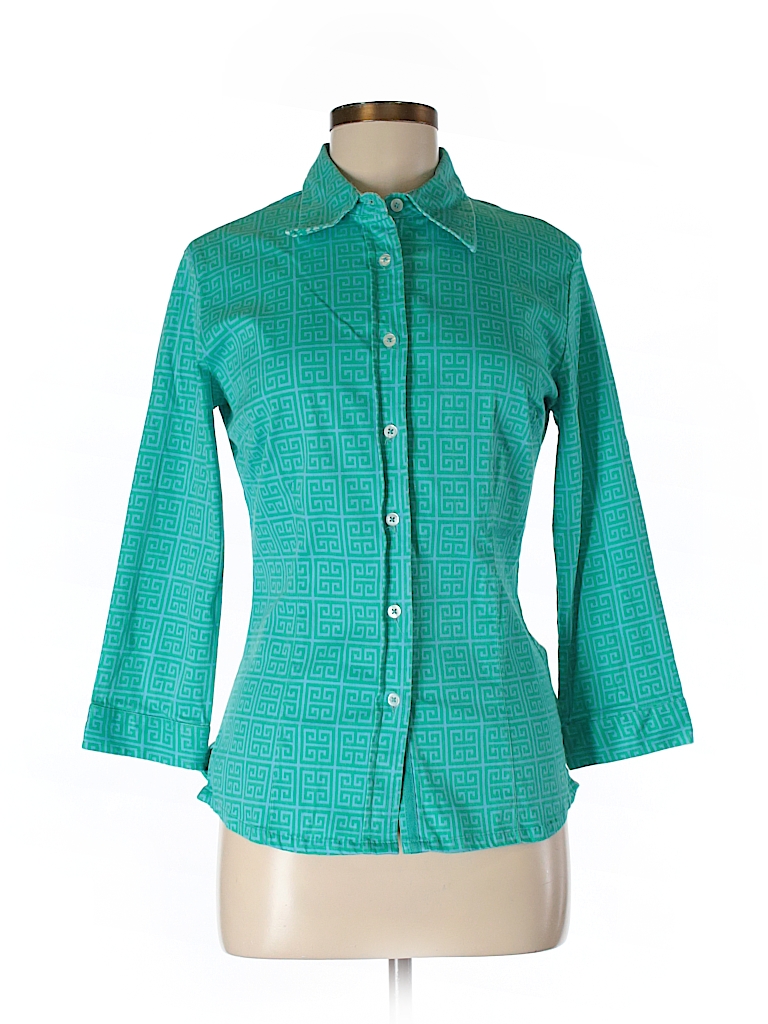 Tizzie Solid Teal 3/4 Sleeve Button-Down Shirt Size M - 80% off | thredUP