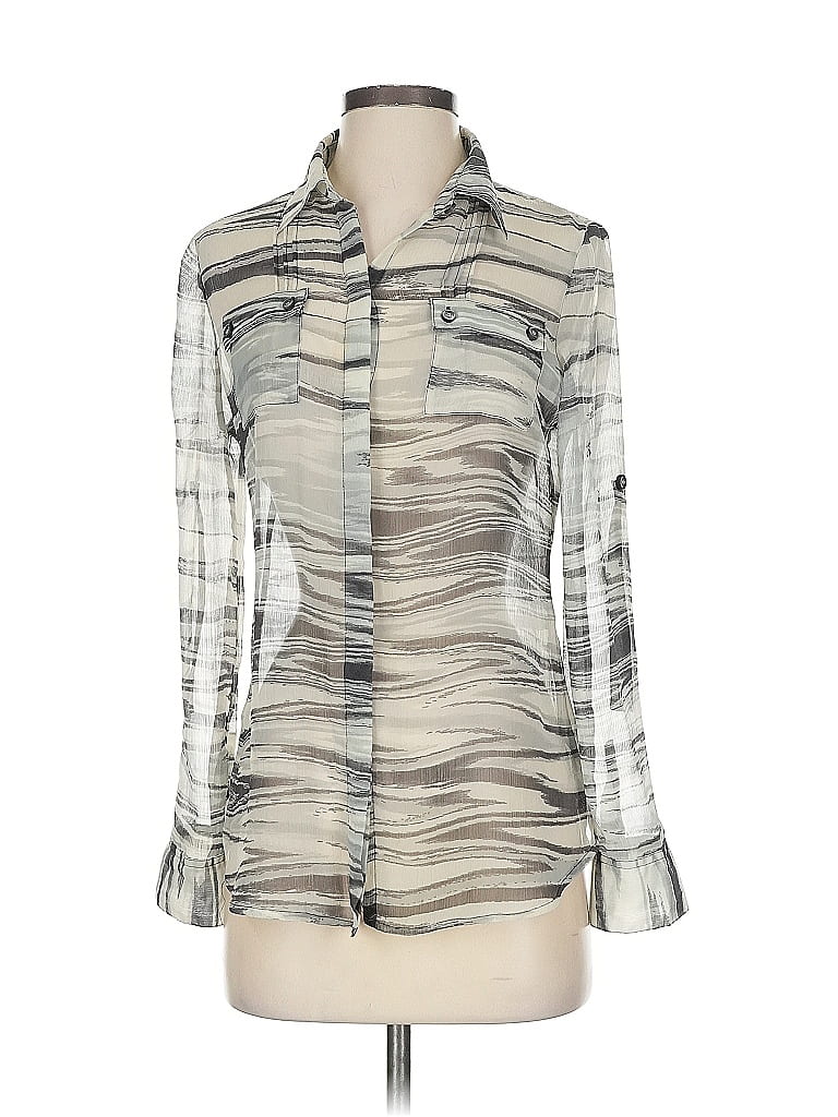 Pre-owned Calvin Klein Long Sleeve Blouse In Silver