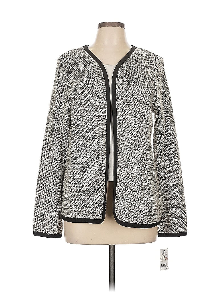 Pre-owned Ny Collection Cardigan Sweater In Gray