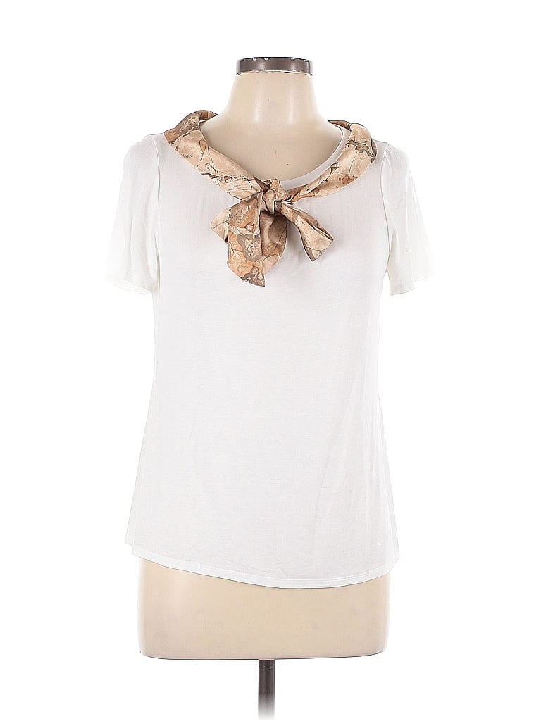 1' Classe Alviero Martini 100% Polyester Ivory White Short Sleeve Blouse Size EU 44 / US 14 - photo 1