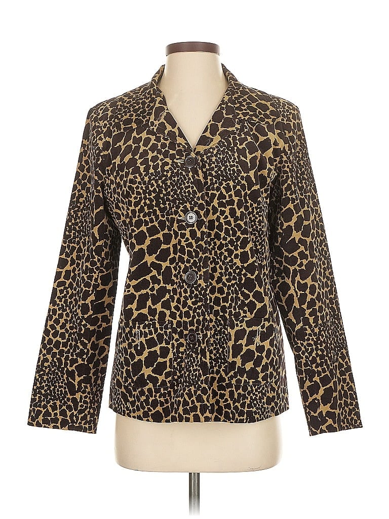 Pre-owned Susan Graver Blazer Jacket In Gold