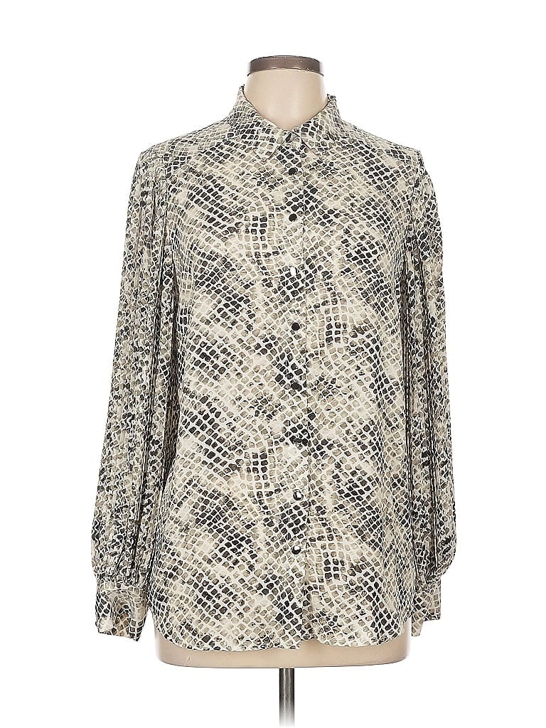 Pre-owned T Tahari Long Sleeve Blouse In Brown