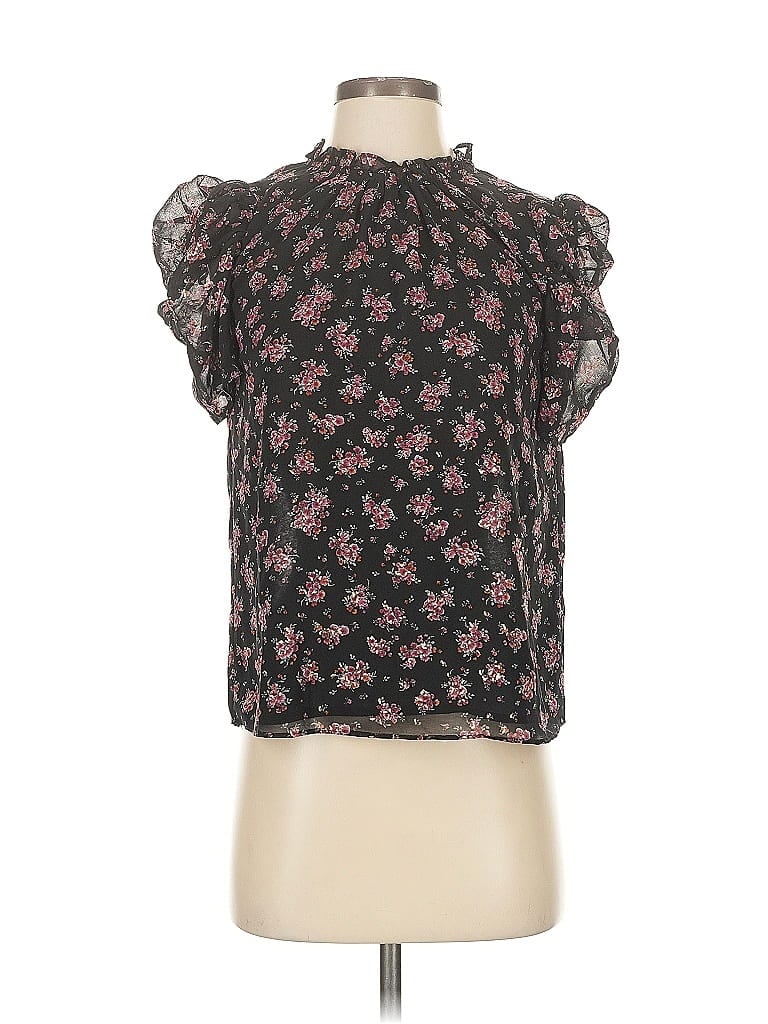 Pre-owned 1.state Short Sleeve Blouse In Black