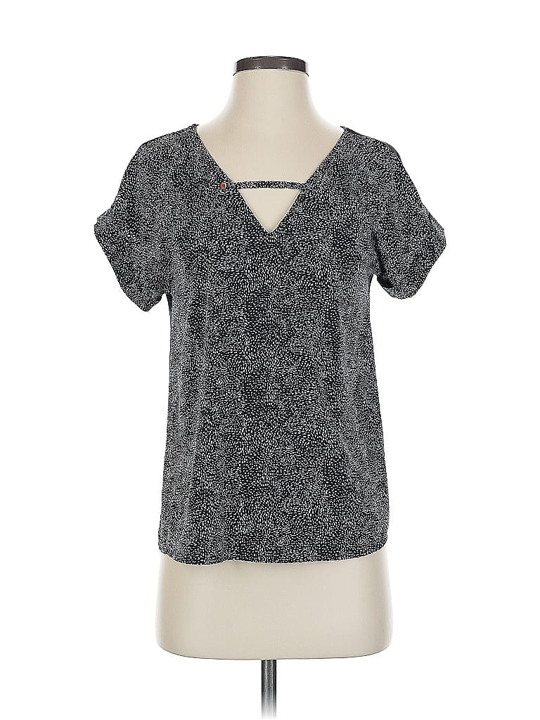 Pre-owned A New Day Short Sleeve Top Gray Keyhole Neckline Tops