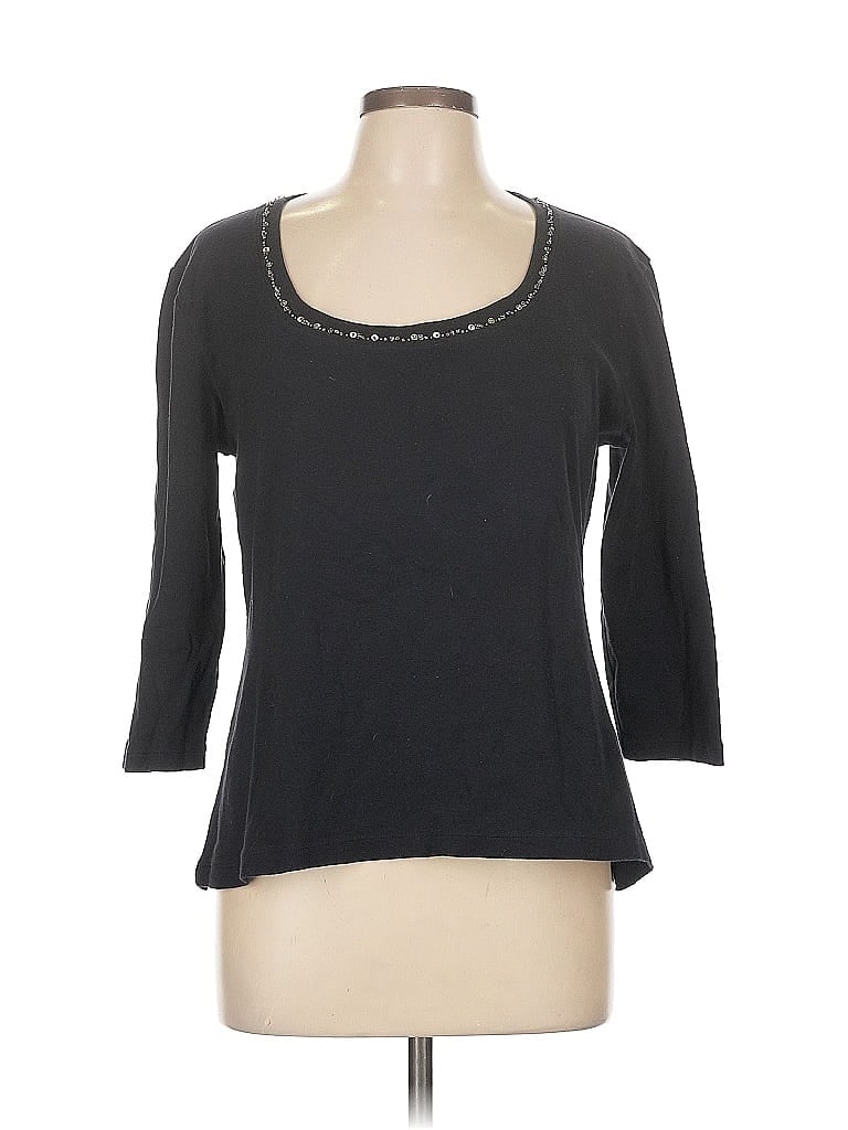 Pre-owned New York And Company 3/4 Sleeve Top Gray Scoop Neck Tops