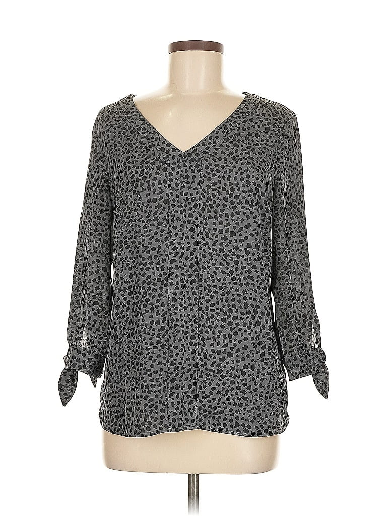 Pre-owned Fortune + Ivy 3/4 Sleeve Blouse In Gray