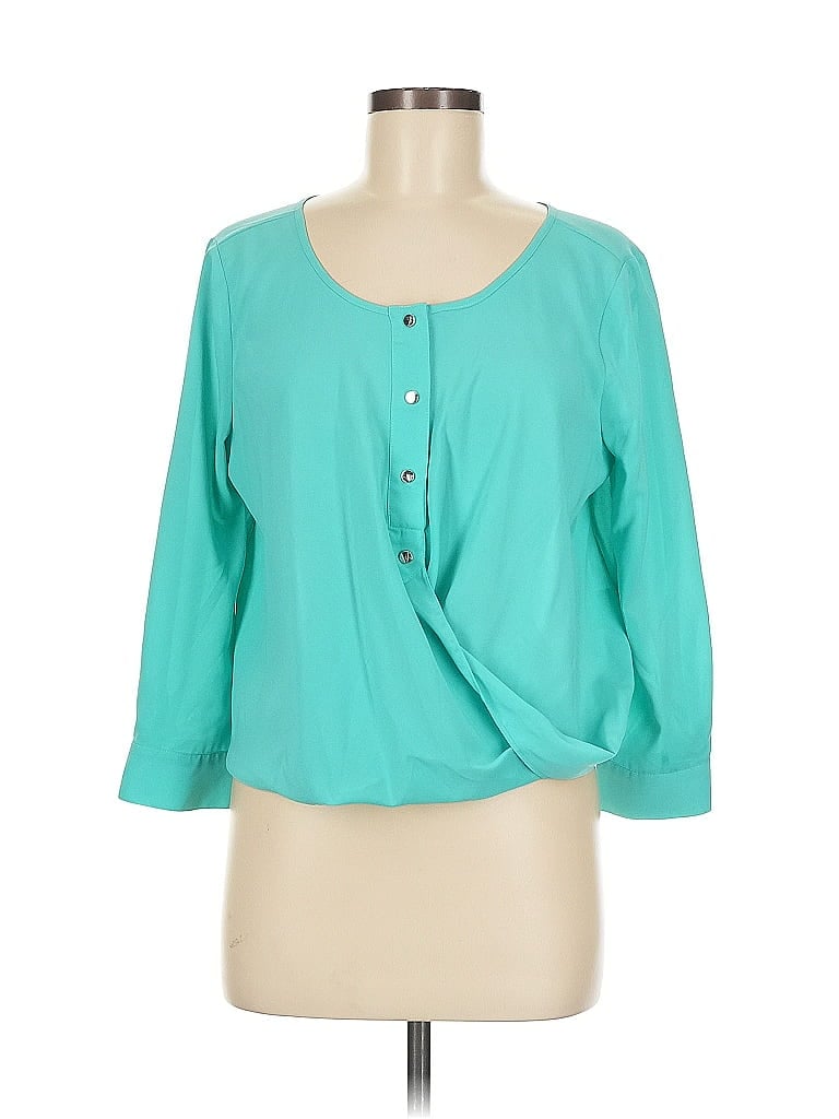 Pre-owned Bebe 3/4 Sleeve Blouse In Blue