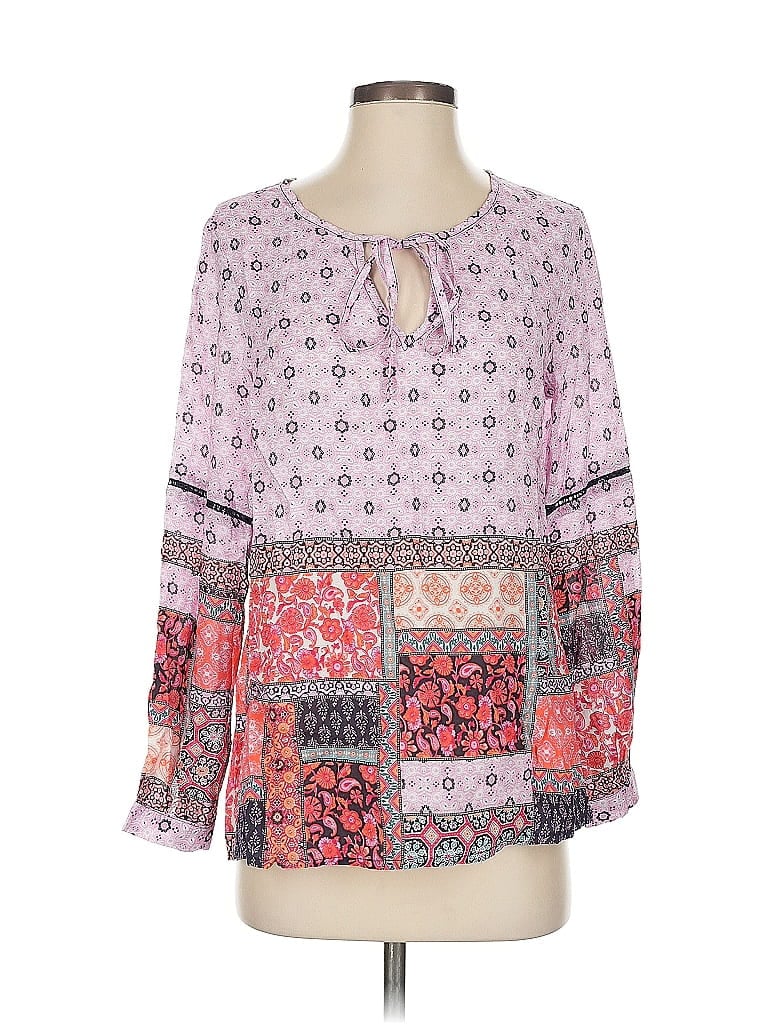 Feathers By Tolani Long Sleeve Blouse In Pink