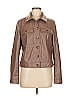 Brown leather jacket with classic collar