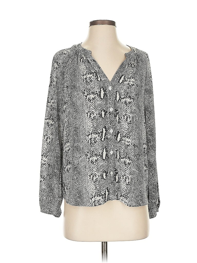Pre-owned J.crew Factory Store Long Sleeve Blouse In Gray