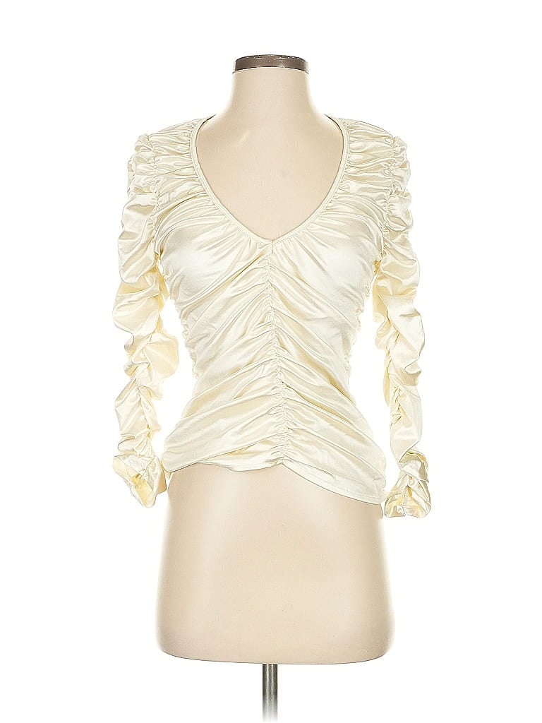 Pre-owned Marc New York Andrew Marc 3/4 Sleeve Top Ivory Sweetheart Neckline Tops In White