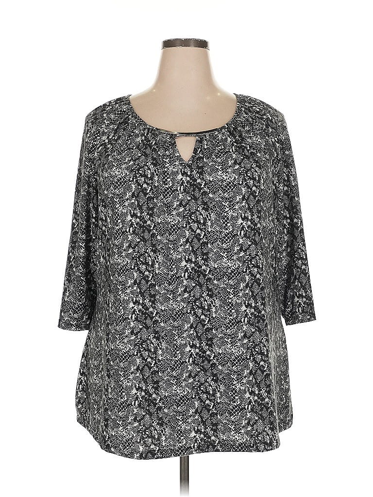 Pre-owned George 3/4 Sleeve Blouse In Gray