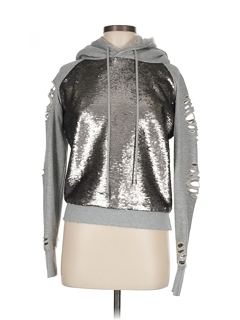 Jocelyn Metallic Silver Pullover Hoodie Size M - photo 1