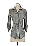 Pure Amici Metallic Silver 3/4 Sleeve Button-Down Shirt Size XS - photo 1