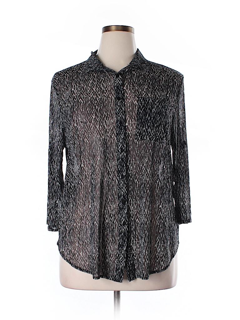 Eden & Olivia Print Black 3/4 Sleeve Blouse Size 1X (Plus) - 70% off ...
