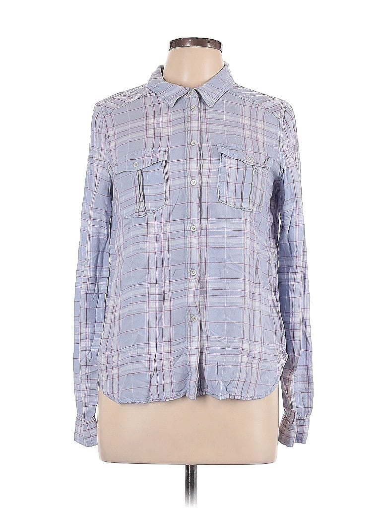 Pre-owned Paige Long Sleeve Button Down Shirt In Blue
