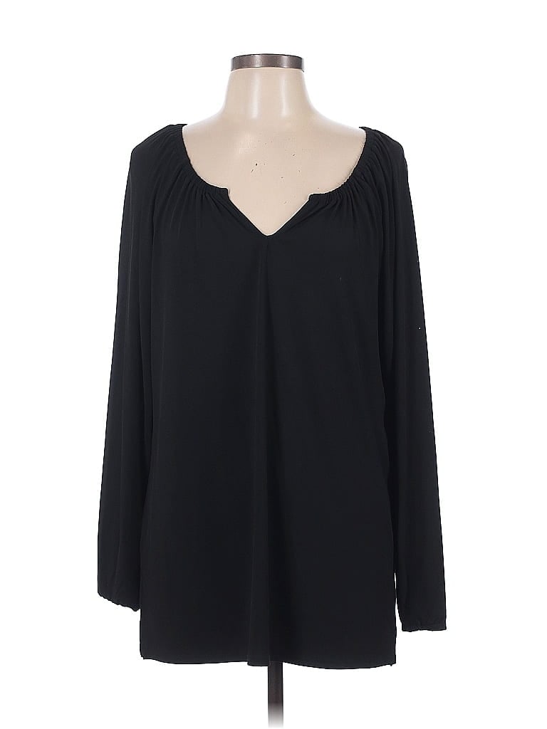 Pre-owned Chelsea & Theodore Long Sleeve Blouse In Black