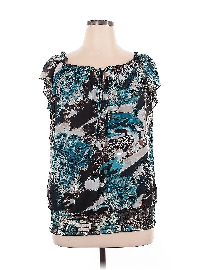 Judith 100% Polyester Teal Short Sleeve Blouse Size 1X - photo 1