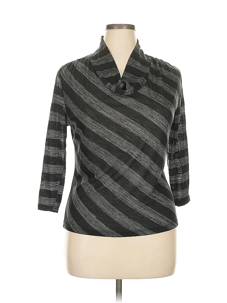 AUGUST SILK Pre-owned 3/4 Sleeve Top Black Cowl Neck Tops