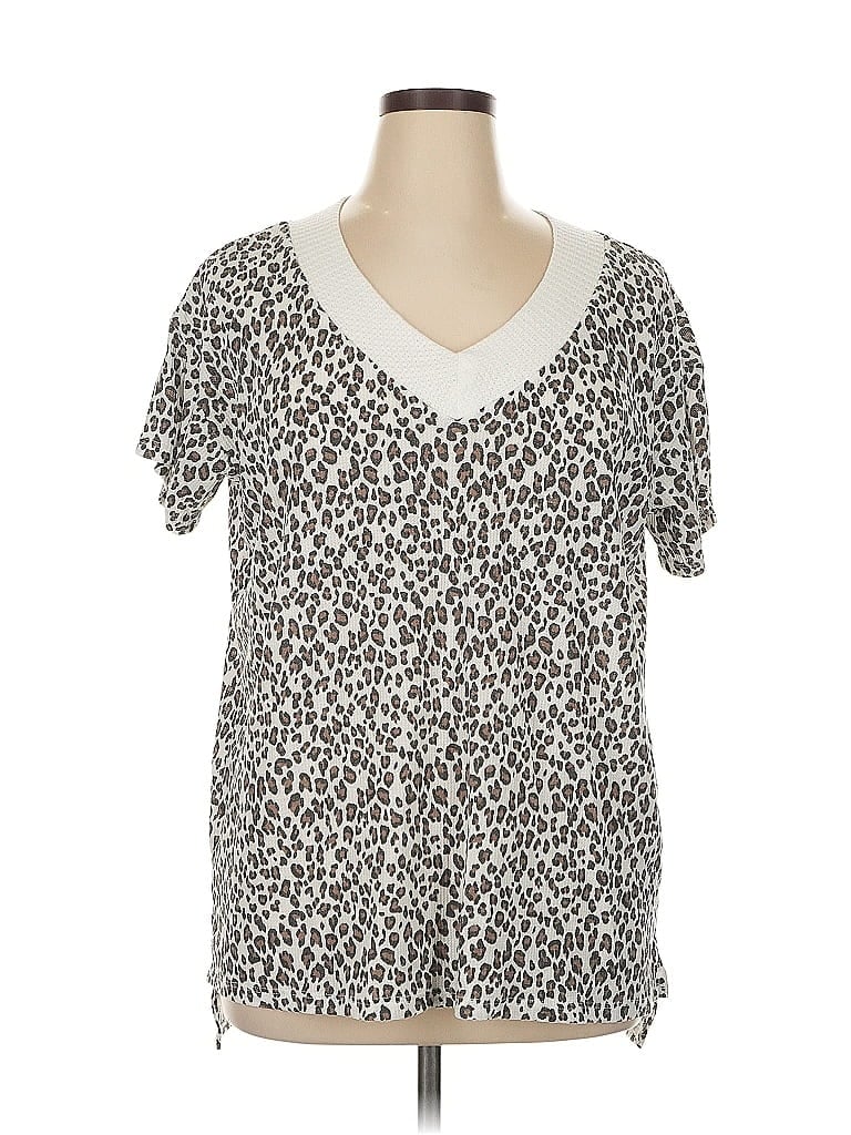 Honeyme Animal Print Silver Short Sleeve Top Size XL - photo 1