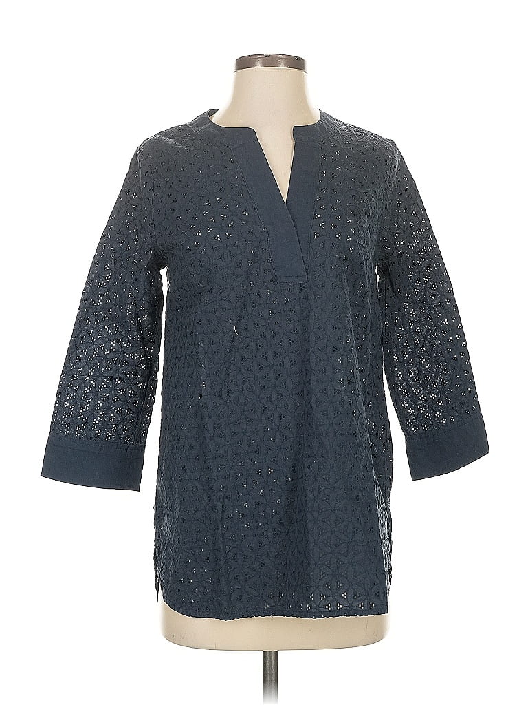 Pre-owned Lands' End 3/4 Sleeve Blouse In Gray