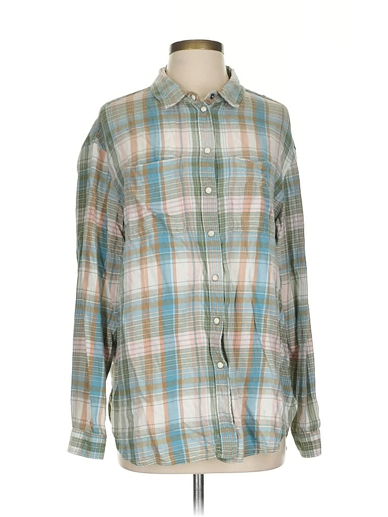 Pre-owned American Eagle Outfitters Long Sleeve Button Down Shirt In Blue