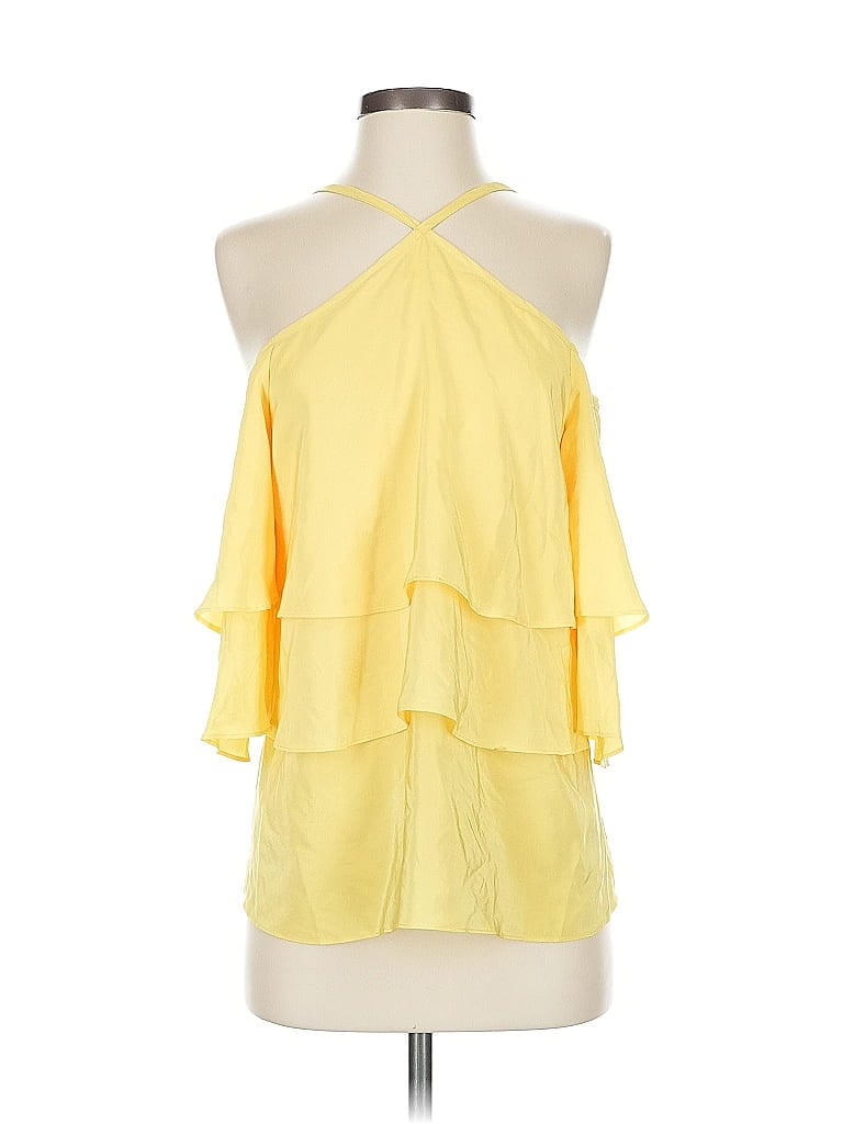 Back Label 100% Silk Yellow Sleeveless Silk Top Size 0 - photo 1