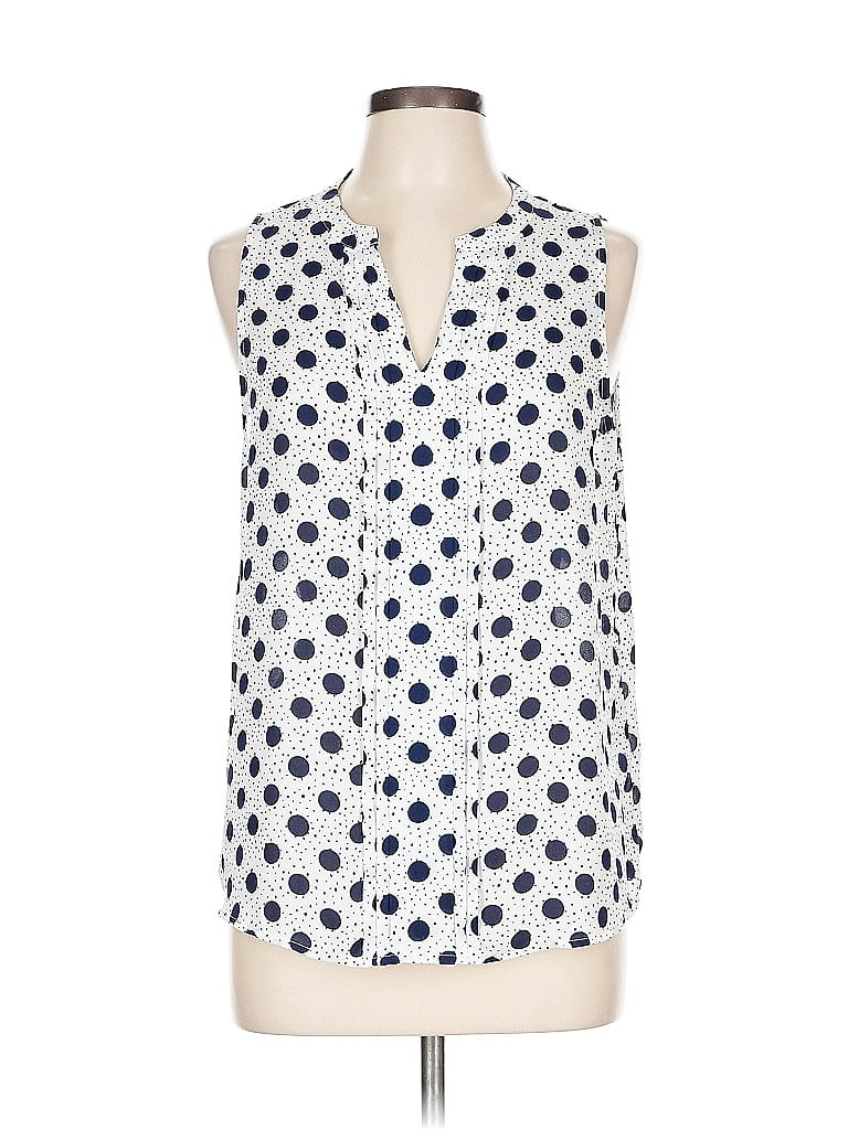 SIZE 1X A & I Black & White Sleeveless Blouse INVPV805
