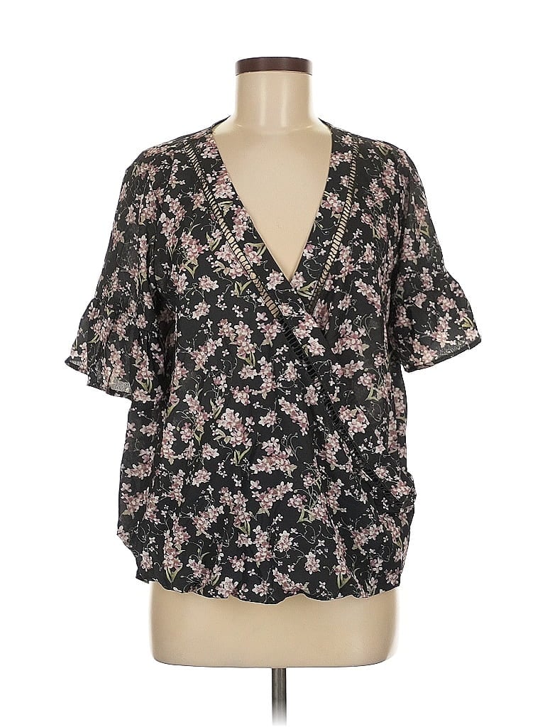 Pre-owned Bloomchic Short Sleeve Blouse In Black