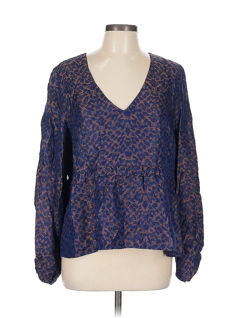 Sézane Blue Long Sleeve Blouse Size EU (FR) 42 / US 10 - photo 1