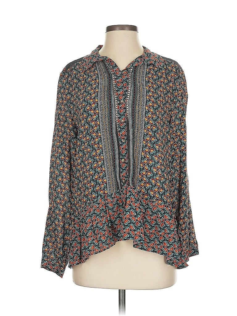 Pre-owned Maeve By Anthropologie Long Sleeve Blouse In Blue